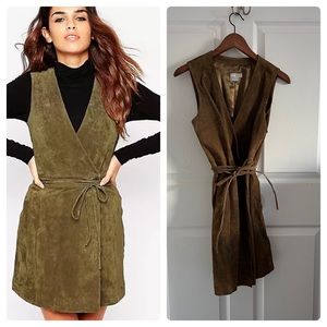 ASOS PETITE suede wrap front dress